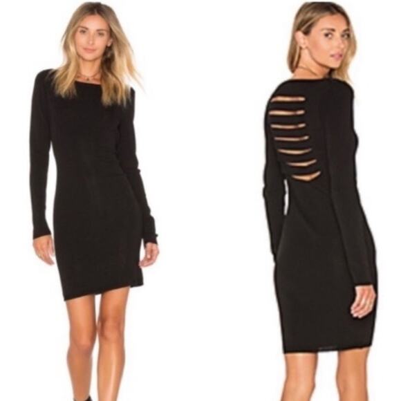 Skull Cashmere Karah Cut Out Black Strappy Long‎ Sleeve Cocktail Dress - Picture 1 of 7